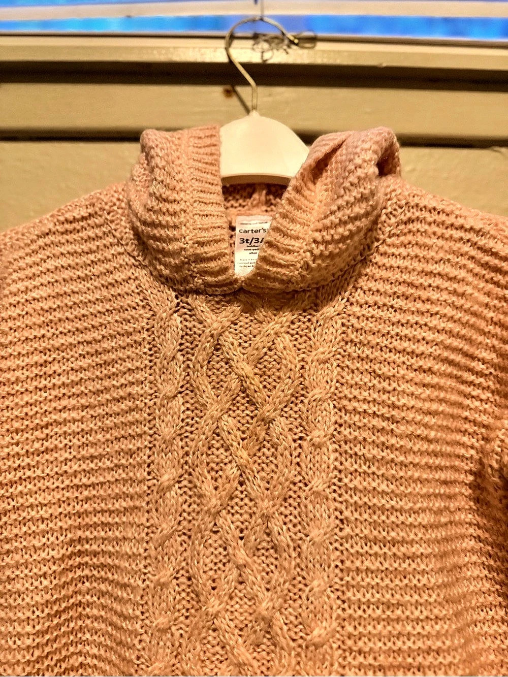 Carter's Cable Knit Cowl Neck Sweater in Pink Size 3T Like New - Picture 3 of 5